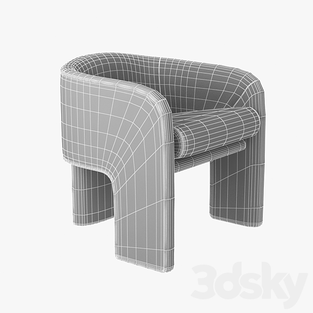 milo baughman armchair in orange velvet 3DSMax File - thumbnail 3