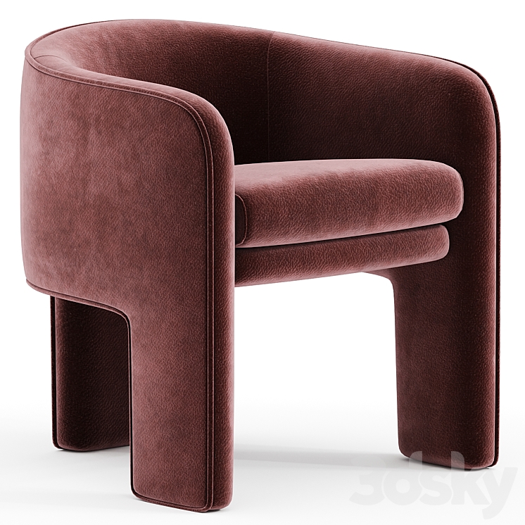 Milo Baughman Armchair velvet 3DS Max Model - thumbnail 1