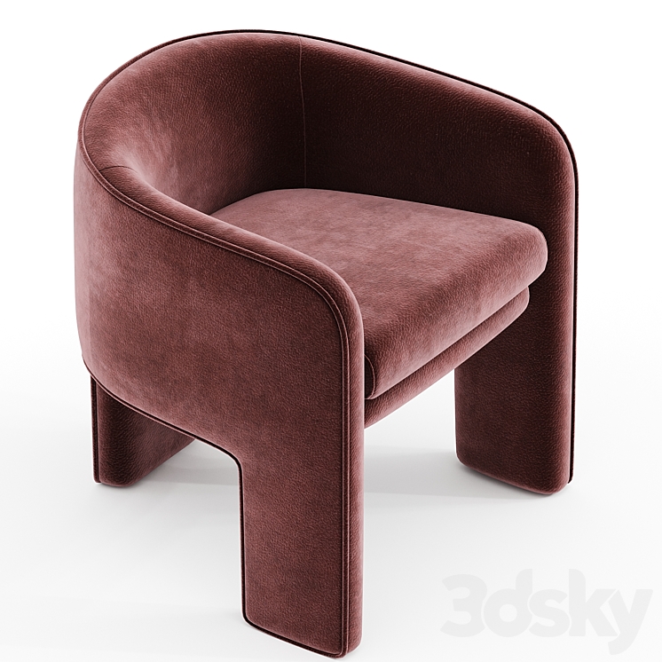 Milo Baughman Armchair velvet 3DS Max Model - thumbnail 2