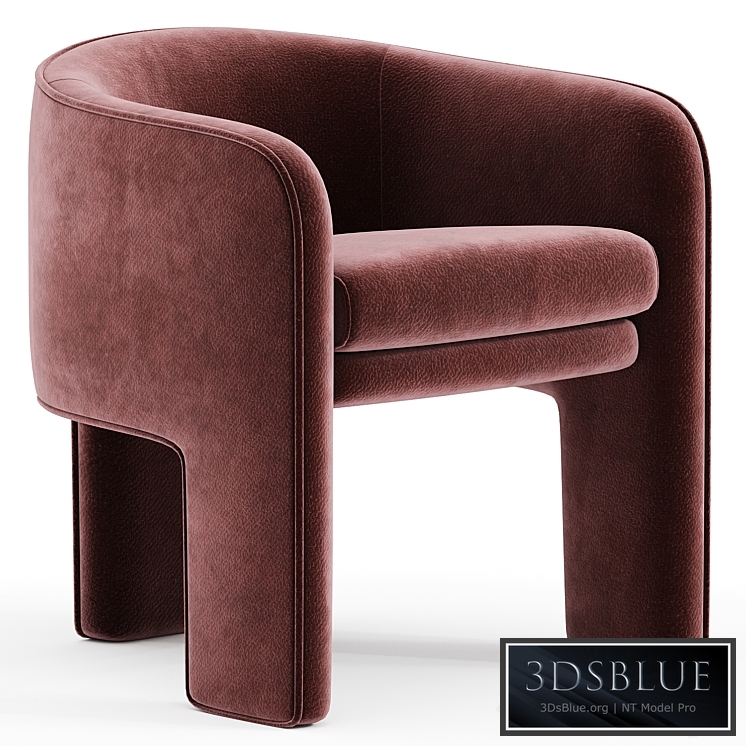 Milo Baughman Armchair velvet 3DS Max - thumbnail 3