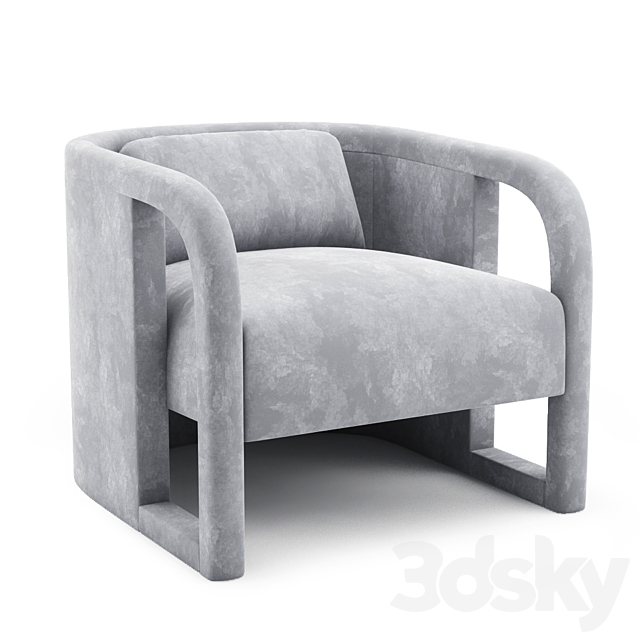 Milo Baughman. Pair of Curved Velvet Club Chairs 3DSMax File - thumbnail 1