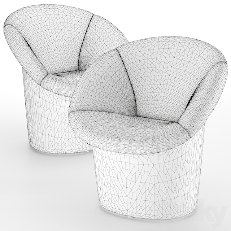 Mimosa armchair 3DS Max - thumbnail 2