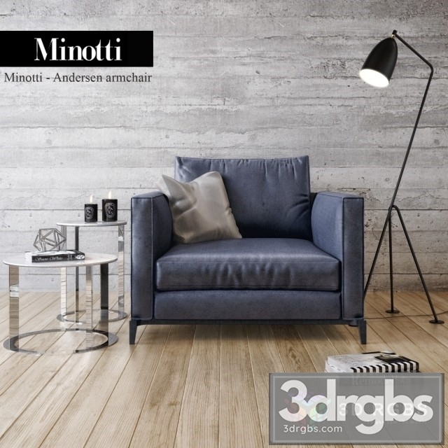 Minotti Andersen Armchair 3dsmax Download - thumbnail 1