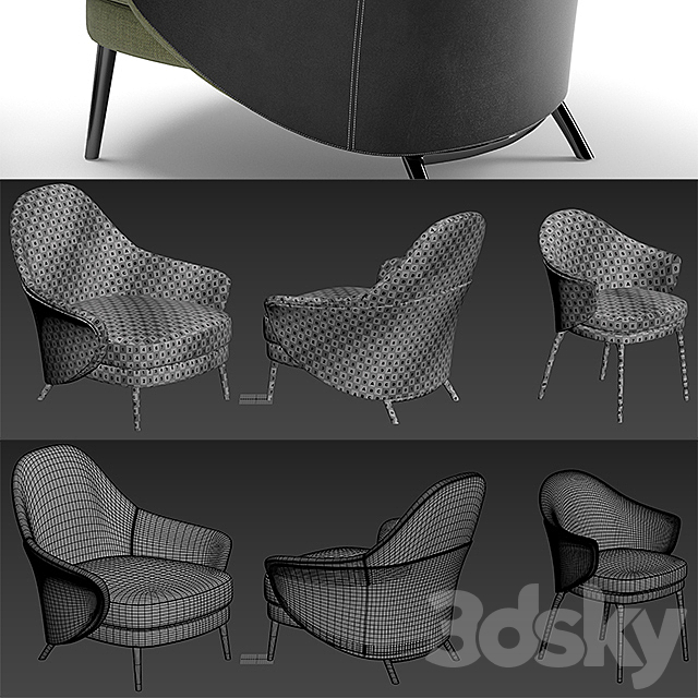 minotti angie by GamFratesi design set 3ds Max - thumbnail 2