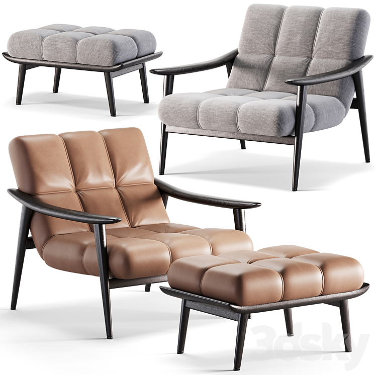 Minotti Armchair 3DS Max Model - thumbnail 1