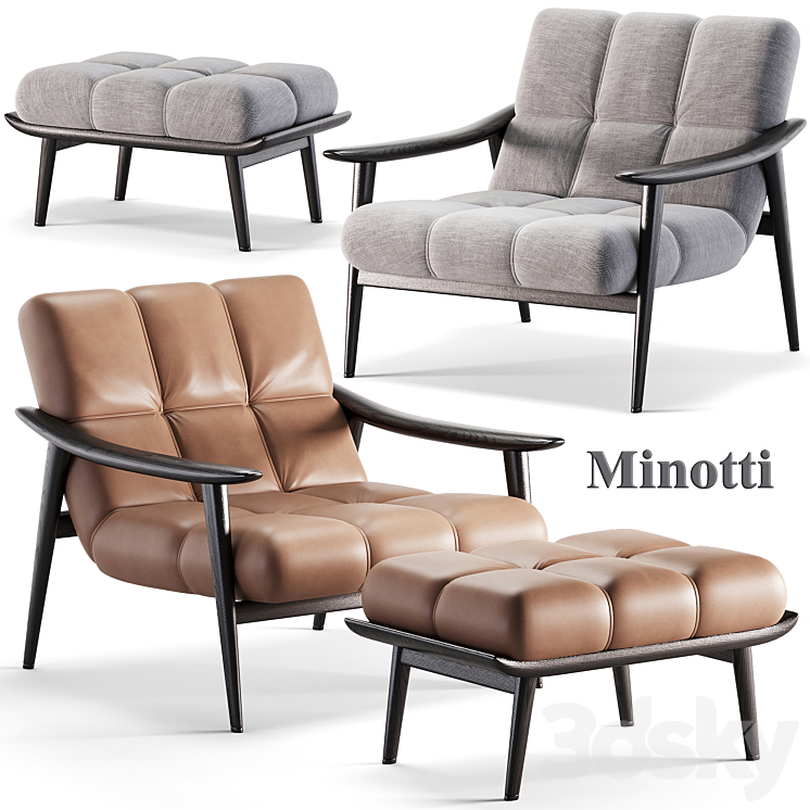 Minotti Armchair 3DS Max Model - thumbnail 2