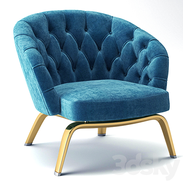 minotti armchair 3DS Max Model - thumbnail 2