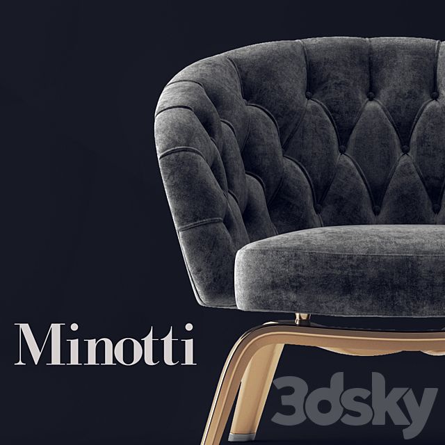 minotti armchair 3DS Max Model - thumbnail 3