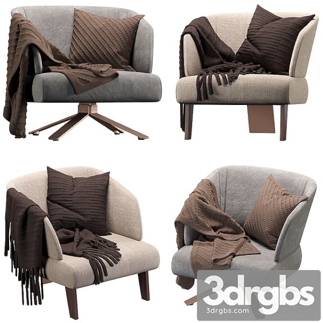 Minotti Armchair Reeves Small 3dsmax Download - thumbnail 1