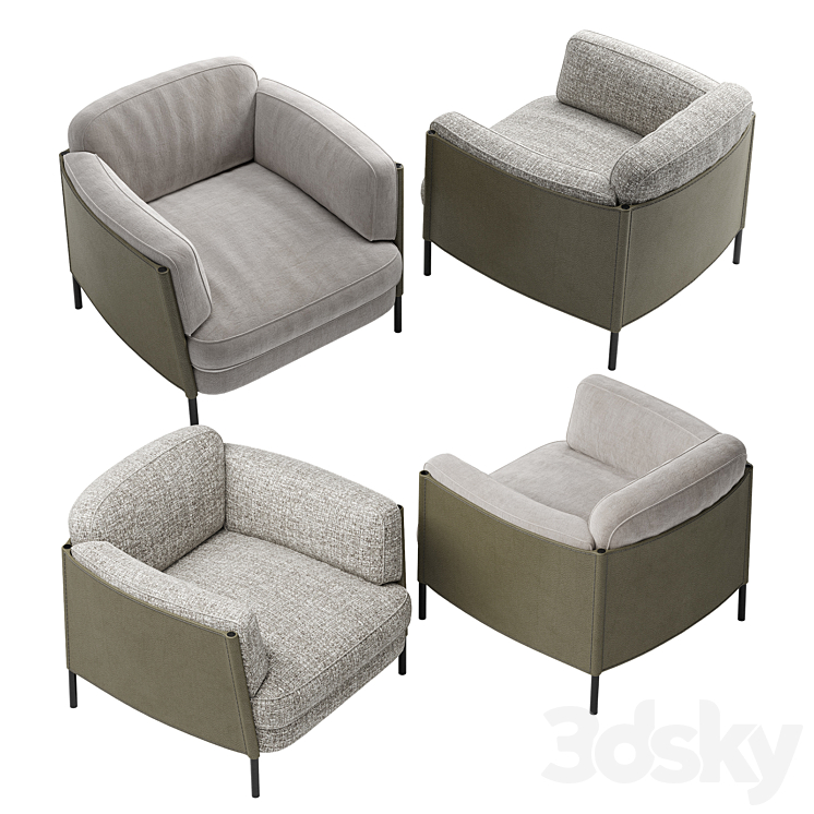 Minotti armchair Shelley 3DS Max - thumbnail 1