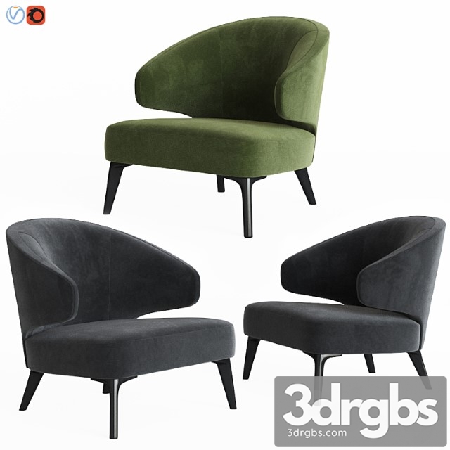 Minotti aston armchair 2 3dsmax Download - thumbnail 1