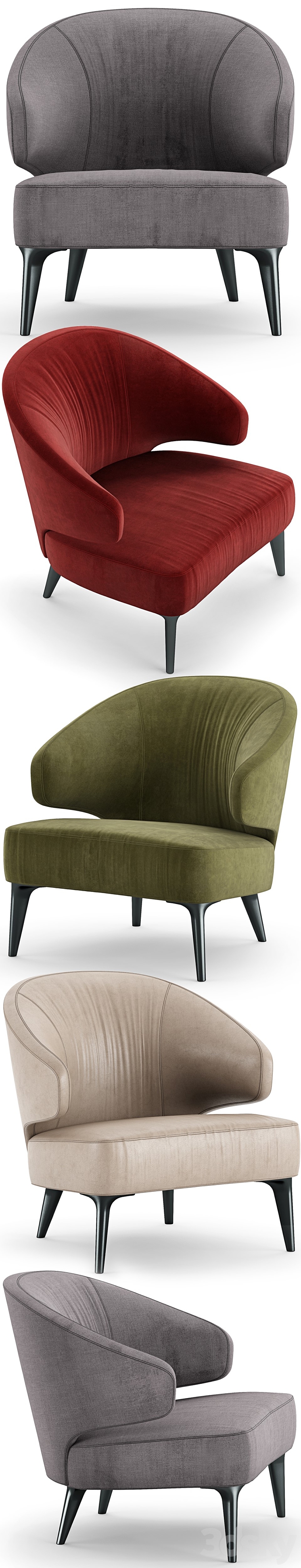 Minotti Aston Armchair 3DS Max - thumbnail 2