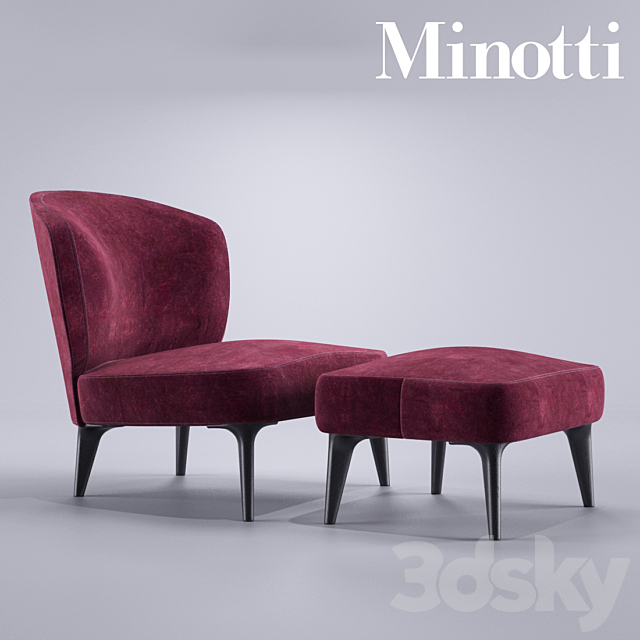 Minotti Aston Armchair without arms 3DSMax File - thumbnail 1