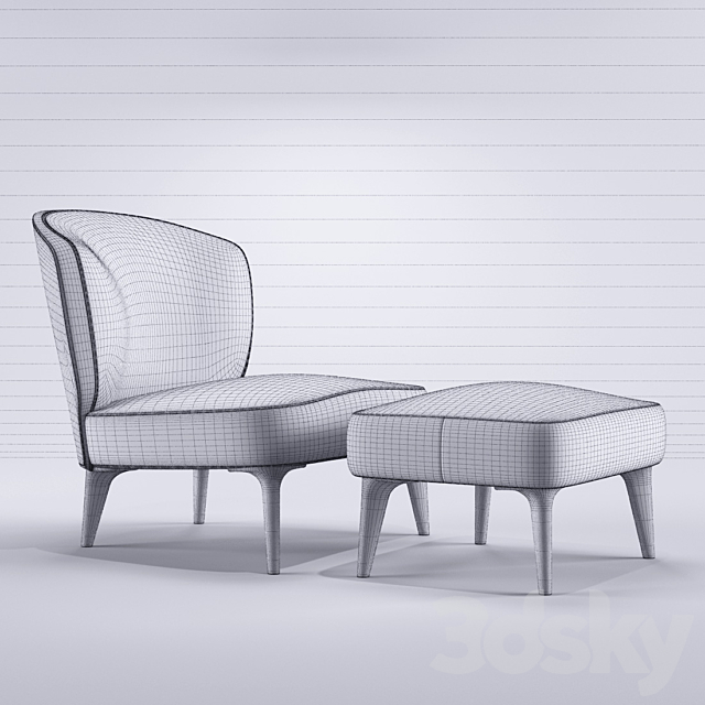 Minotti Aston Armchair without arms 3DSMax File - thumbnail 3