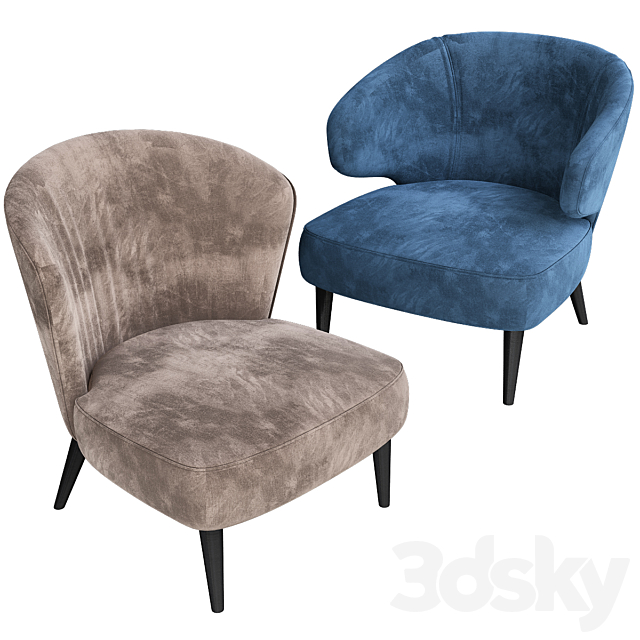 Minotti aston dining chair 3ds Max - thumbnail 1