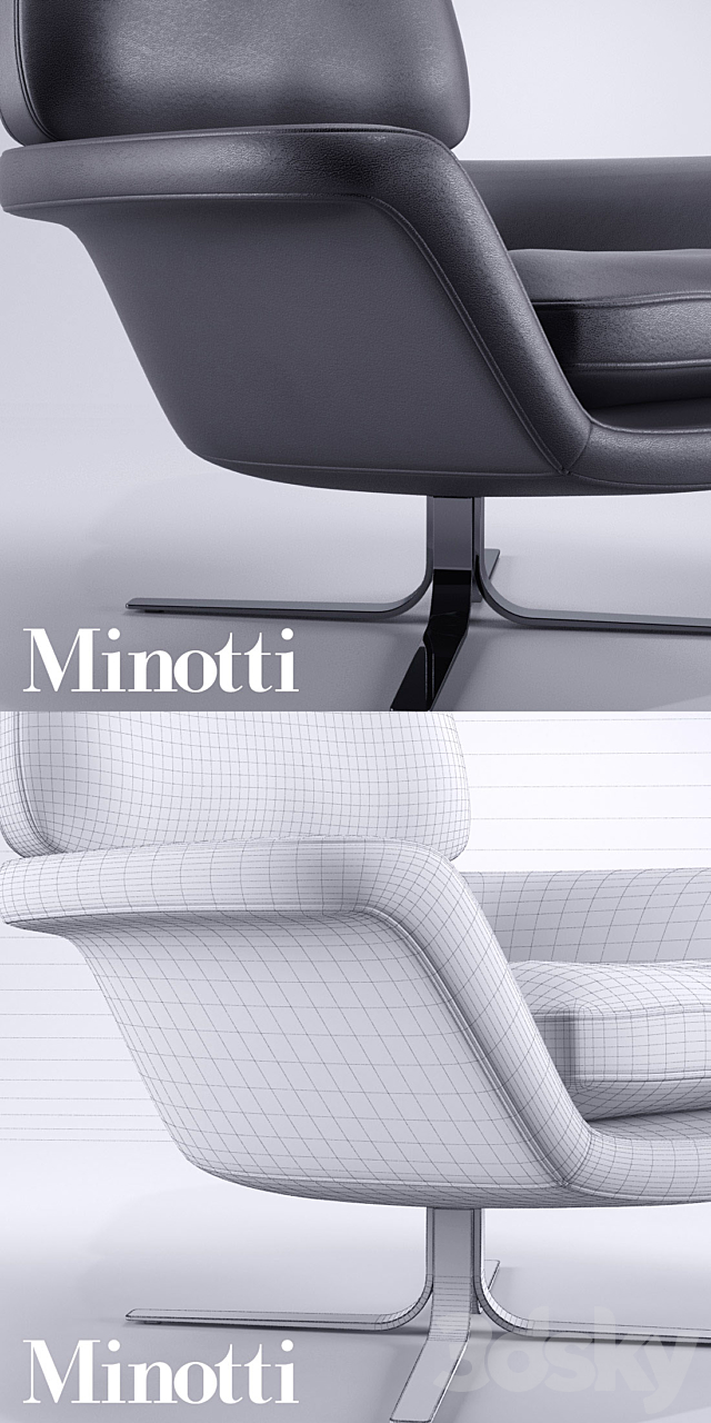 Minotti Blake Soft armchair 3ds Max - thumbnail 3