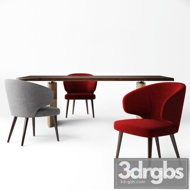 Minotti Chair Aston Table Morgan 3dsmax Download - thumbnail 1