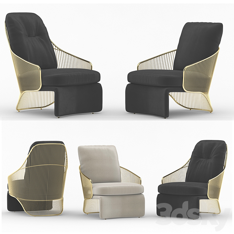 Minotti colette 3DS Max - thumbnail 2