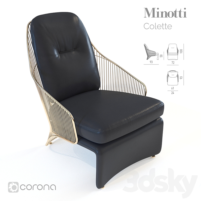 Minotti Colette 3ds Max - thumbnail 1