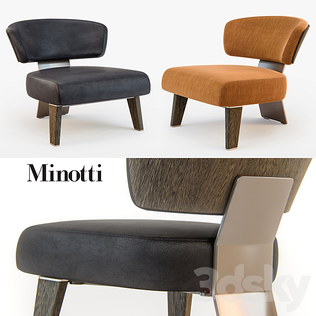 Minotti CREED Armchair WOOD 3DSMax File - thumbnail 1