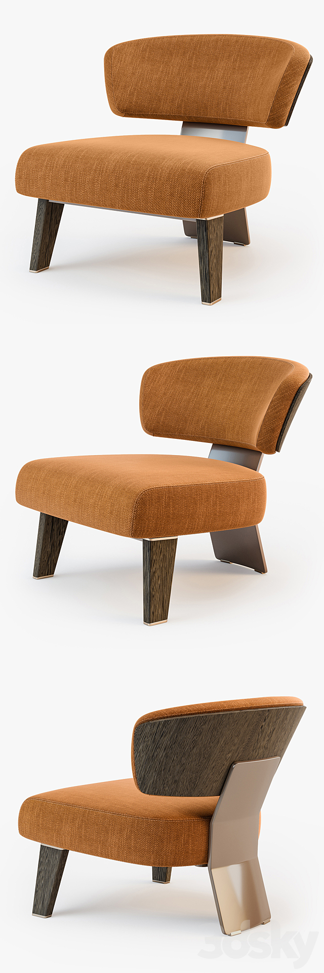 Minotti CREED Armchair WOOD 3DSMax File - thumbnail 2