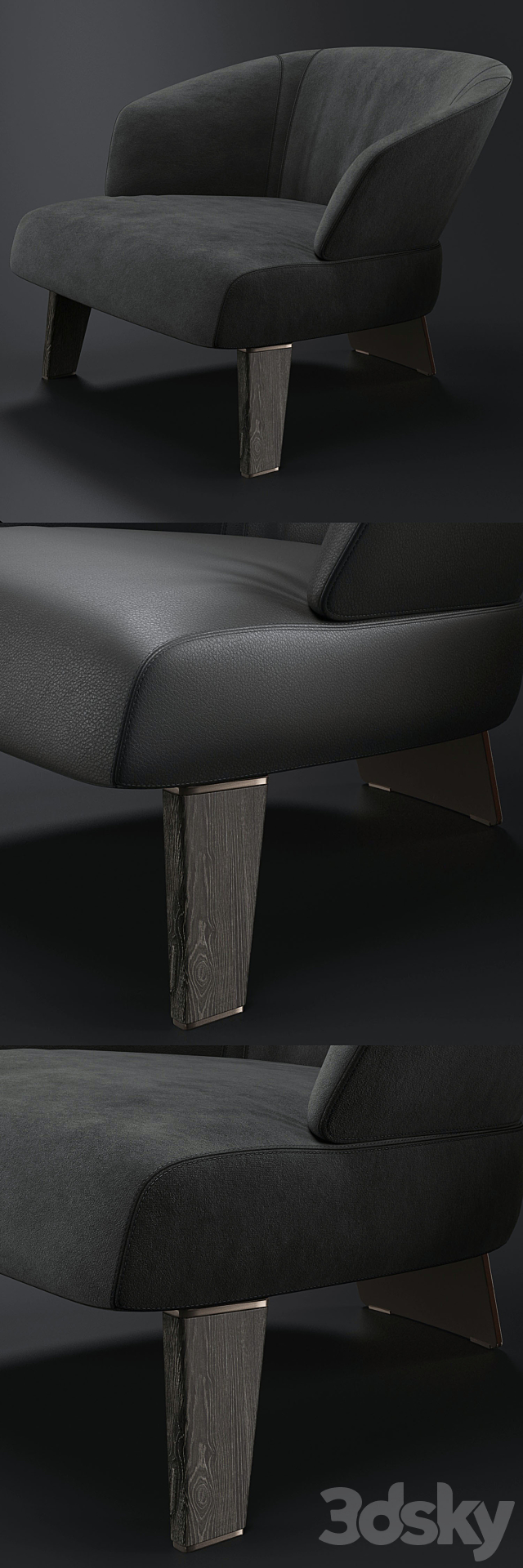 Minotti Creed Large Armchair 3DS Max Model - thumbnail 2