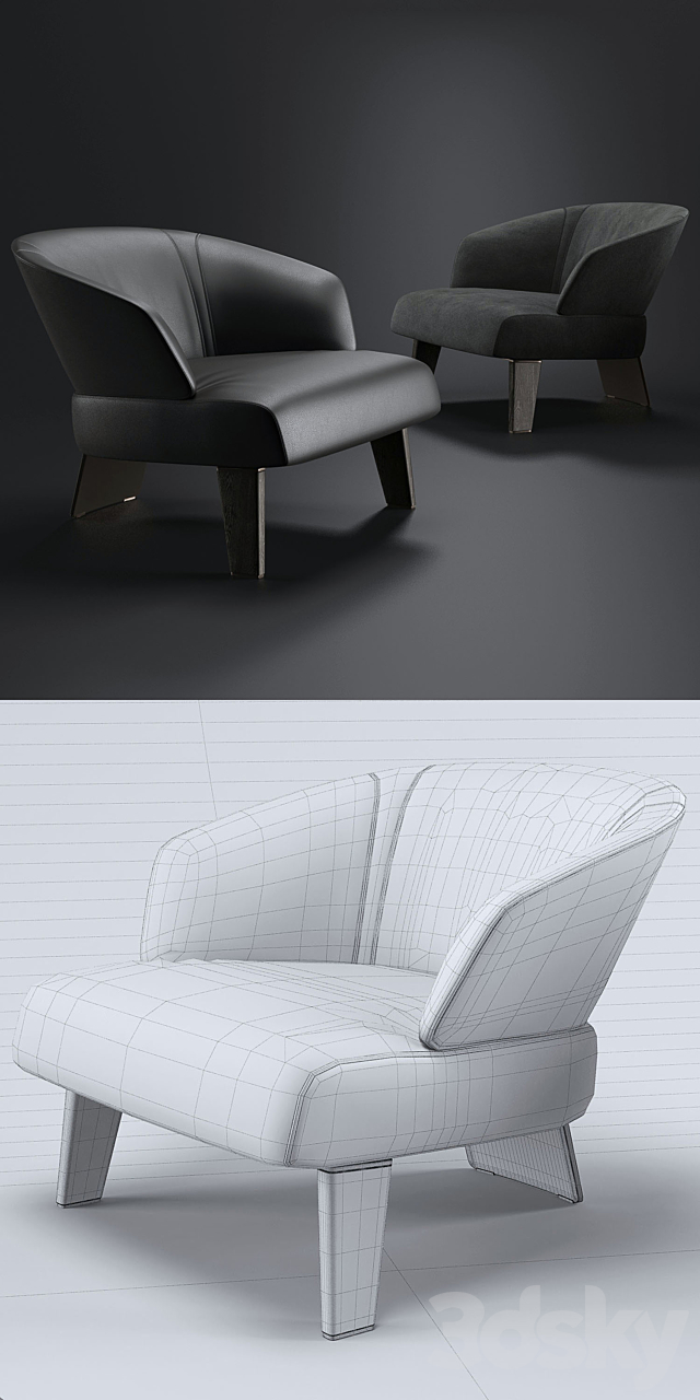 Minotti Creed Large Armchair 3DS Max Model - thumbnail 3