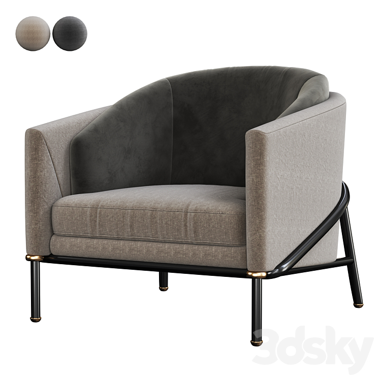 Minotti fil noir armchair 3DS Max - thumbnail 1