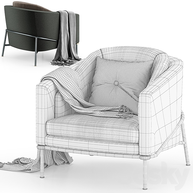 Minotti Fil Noir Armchair 3DSMax File - thumbnail 3