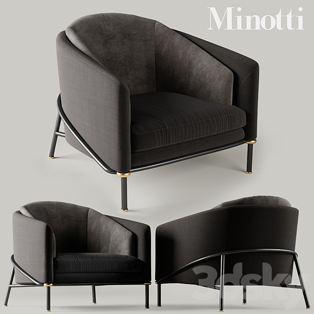 Minotti Fil noir Black 3DS Max Model - thumbnail 1