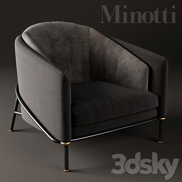 Minotti Fil noir Black 3DS Max Model - thumbnail 2