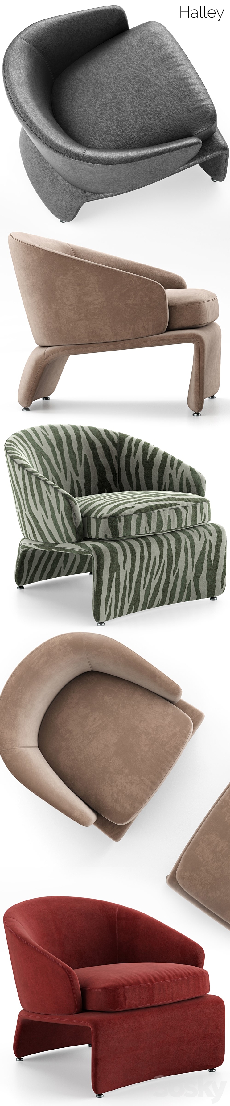 Minotti Halley Armchair 3DS Max - thumbnail 2