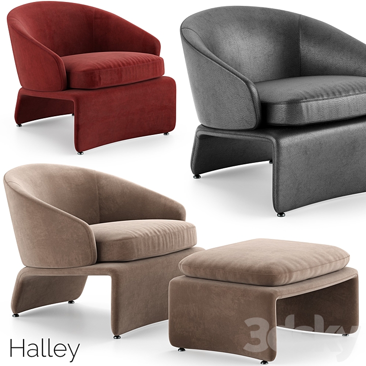 Minotti Halley Armchair 3DS Max - thumbnail 1