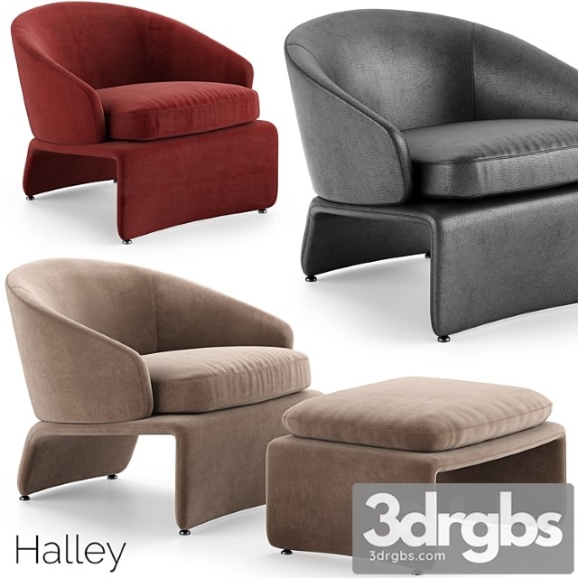 Minotti halley armchair 3dsmax Download - thumbnail 1