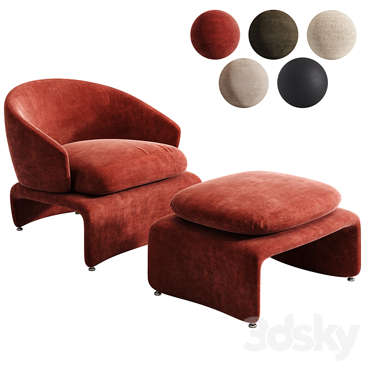 Minotti Halley armchair (5 materials) 3DS Max - thumbnail 1