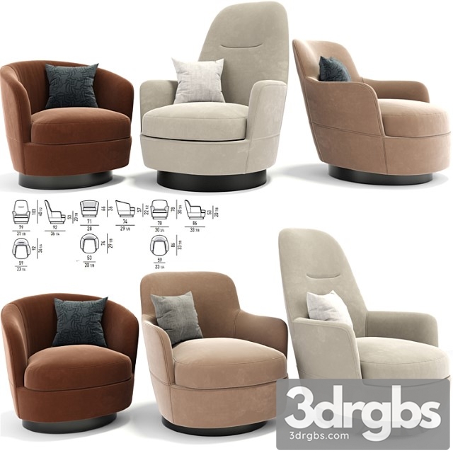 Minotti jacques armchair set 3dsmax Download - thumbnail 1