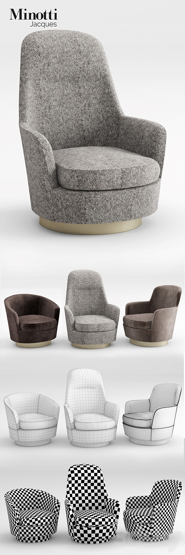 Minotti Jacques Armchairs collection 3DS Max Model - thumbnail 3