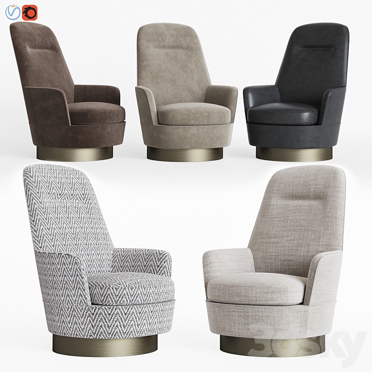 Minotti Jacques Bergere Armchair Fixed 3DS Max - thumbnail 1