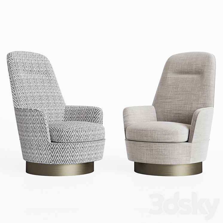 Minotti Jacques Bergere Armchair Fixed 3DS Max - thumbnail 2