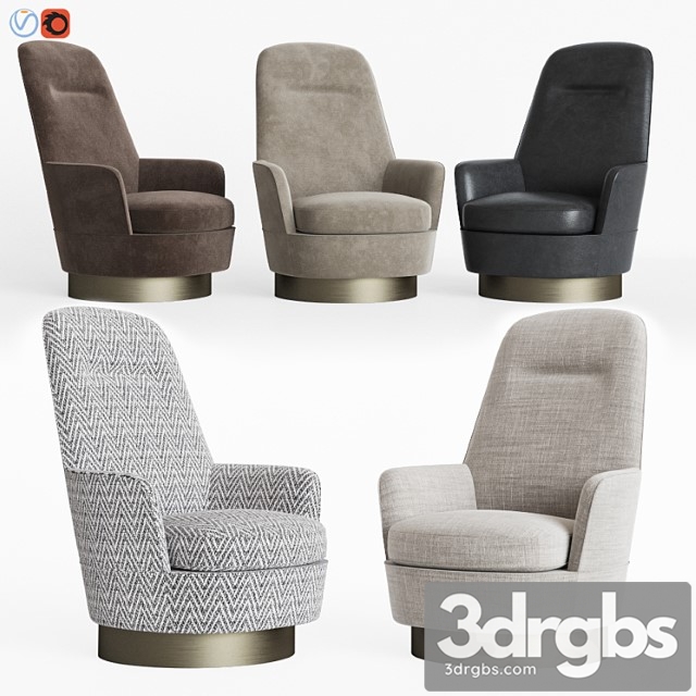 Minotti jacques bergere armchair fixed 3dsmax Download - thumbnail 1