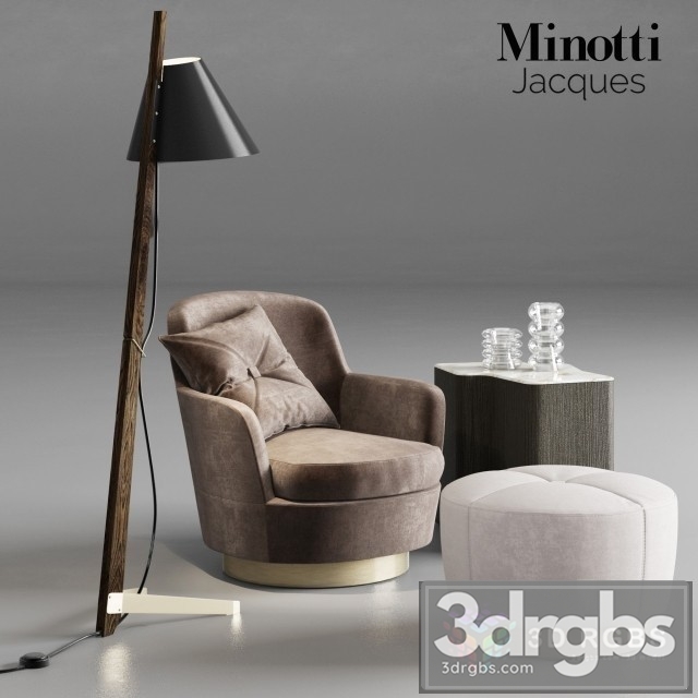 Minotti Jaques Armchair 3dsmax Download - thumbnail 1