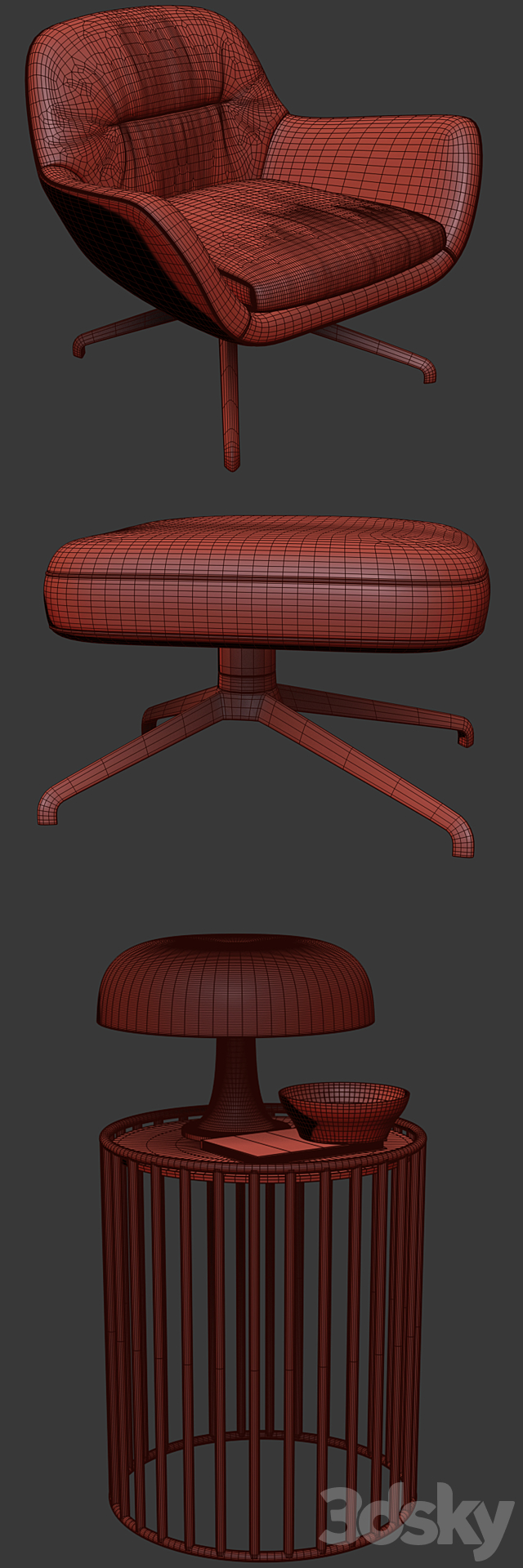 Minotti Jensen Arm Chair Set With Carpet 3ds Max - thumbnail 3