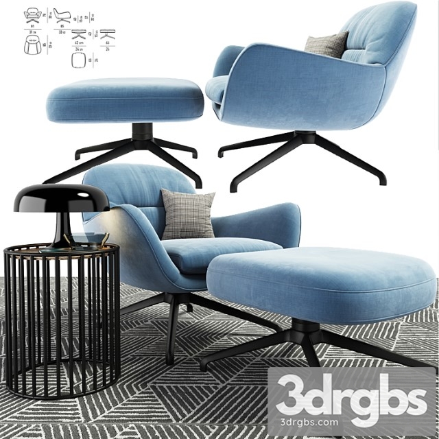 Minotti jensen arm chair set with carpet 3dsmax Download - thumbnail 1