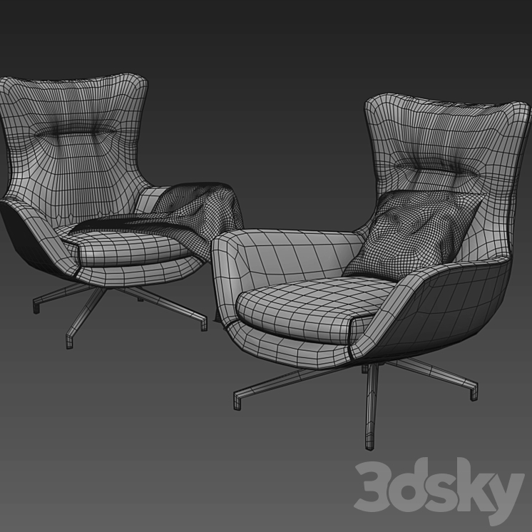 Minotti Jensen Armchair 3DS Max - thumbnail 2