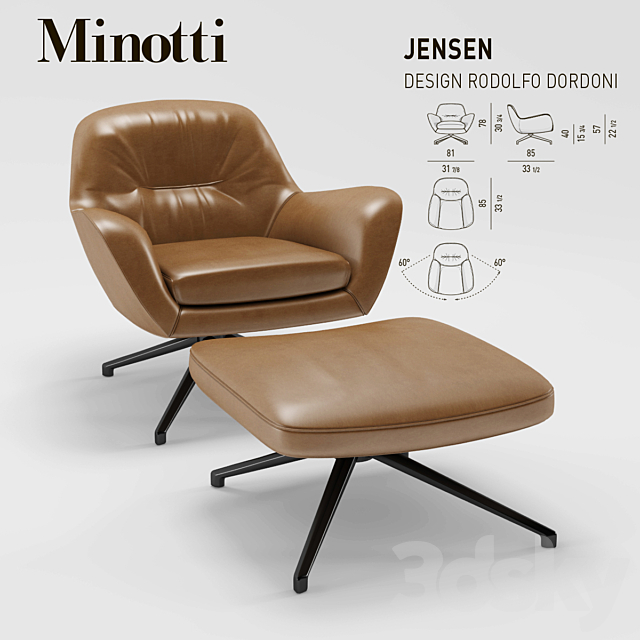 Minotti Jensen Armchair 3DSMax File - thumbnail 1