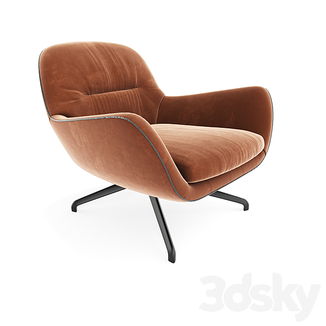 Minotti Jensen Armchair With Pillow 3DS Max Model - thumbnail 2