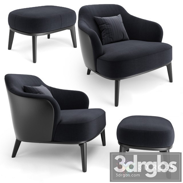 Minotti Leslie Armchair 03 3dsmax Download - thumbnail 1