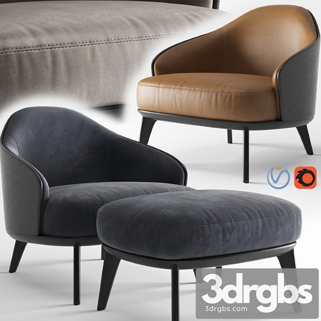 Minotti leslie armchair 3 3dsmax Download - thumbnail 1