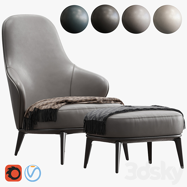 Minotti Leslie Armchair 3DS Max - thumbnail 1