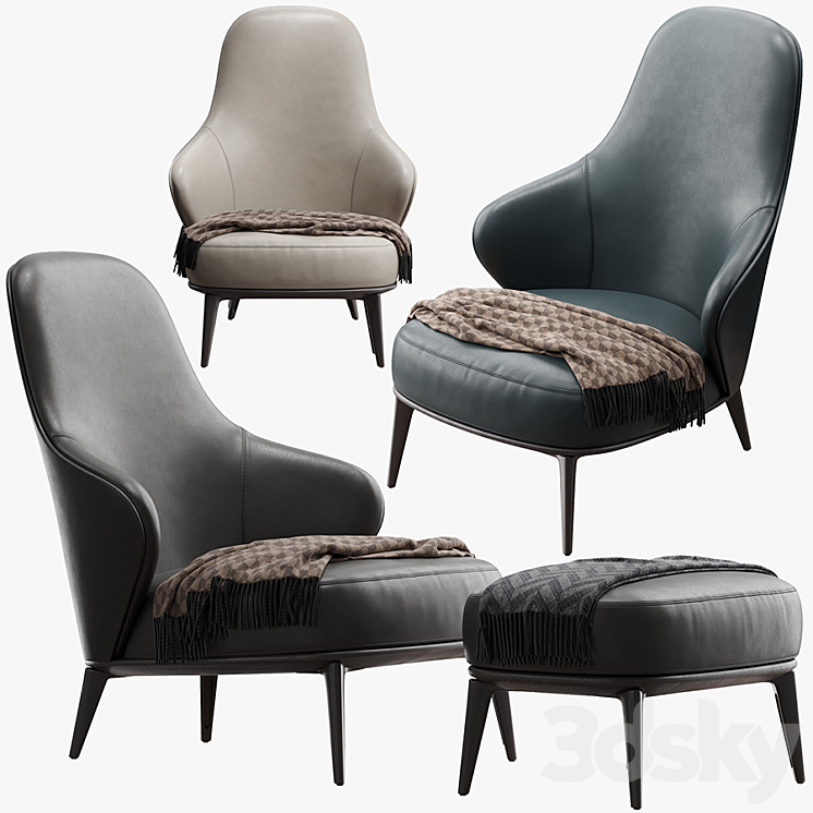 Minotti Leslie Armchair 3DS Max - thumbnail 2